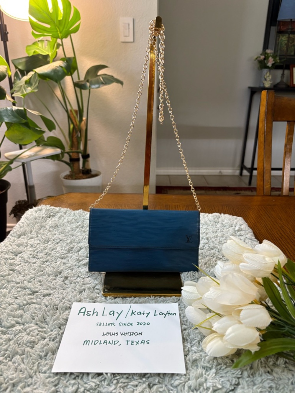 Louis Vuitton Blue Epi Leather Chain Crossbody